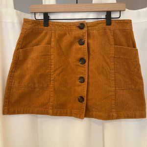 Chloe & Katie forever 21 mustard button corduroy mini skirt size L